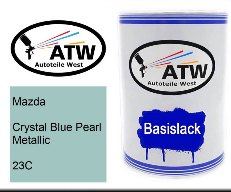 Mazda, Crystal Blue Pearl Metallic, 23C: 500ml Lackdose, von ATW Autoteile West.